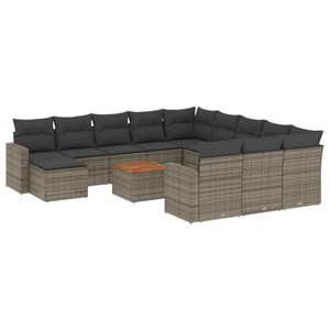 Maison exclusive - salon de jardin avec coussins 13 pcs gris résine tressée