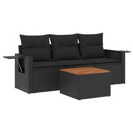 Maison exclusive - salon de jardin 4 pcs avec coussins noir résine tressée