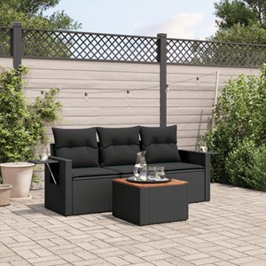 Maison exclusive - salon de jardin 4 pcs avec coussins noir résine tressée