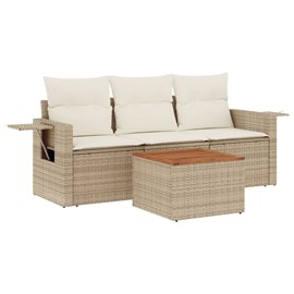 Maison exclusive - salon de jardin avec coussins 4 pcs beige résine tressée