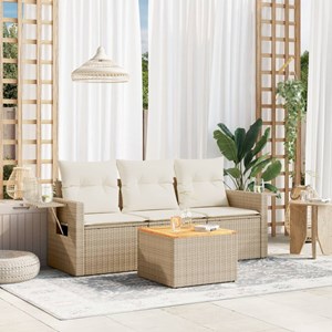 Maison exclusive - salon de jardin avec coussins 4 pcs beige résine tressée