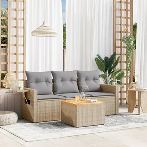 Maison exclusive - salon de jardin avec coussins 4pcs mélange beige résine tress