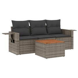 Maison exclusive - salon de jardin 4 pcs avec coussins gris résine tressée