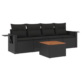Maison exclusive - salon de jardin 5 pcs avec coussins noir résine tressée