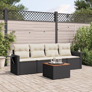 Maison exclusive - salon de jardin 5 pcs avec coussins noir résine tressée