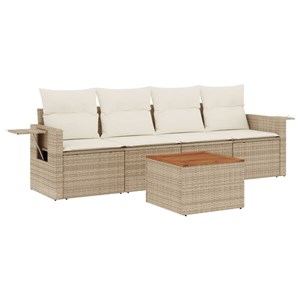 Maison exclusive - salon de jardin avec coussins 5 pcs beige résine tressée