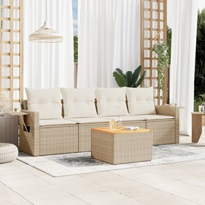 Maison exclusive - salon de jardin avec coussins 5 pcs beige résine tressée