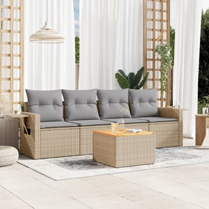 Maison exclusive - salon de jardin avec coussins 5pcs mélange beige résine tress