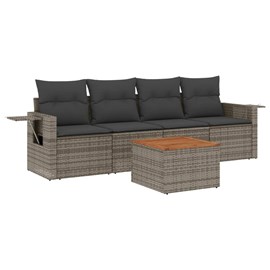 Maison exclusive - salon de jardin 5 pcs avec coussins gris résine tressée