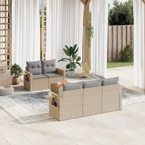 Maison exclusive - salon de jardin avec coussins 6pcs mélange beige résine tress