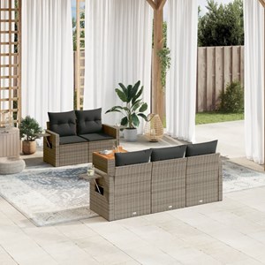 Maison exclusive - salon de jardin 6 pcs avec coussins gris résine tressée
