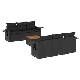 Maison exclusive - salon de jardin 7 pcs avec coussins noir résine tressée
