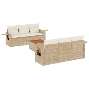 Maison exclusive - salon de jardin avec coussins 7 pcs beige résine tressée