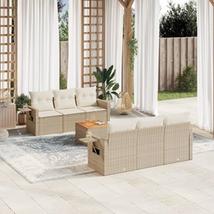 Maison exclusive - salon de jardin avec coussins 7 pcs beige résine tressée
