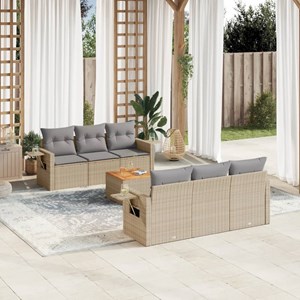 Maison exclusive - salon de jardin avec coussins 7pcs mélange beige résine tress