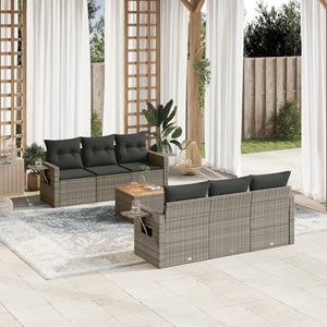 Maison exclusive - salon de jardin avec coussins 7 pcs gris résine tressée