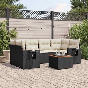 Maison exclusive - salon de jardin 7 pcs avec coussins noir résine tressée