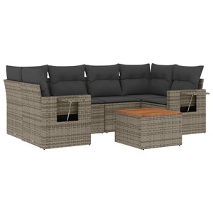 Maison exclusive - salon de jardin avec coussins 7 pcs gris résine tressée