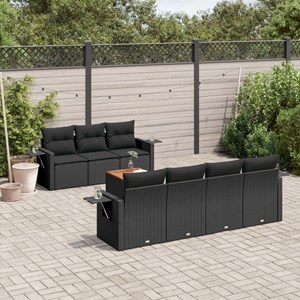 Maison exclusive - salon de jardin 8 pcs avec coussins noir résine tressée