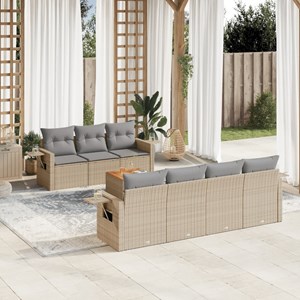 Maison exclusive - salon de jardin avec coussins 8pcs mélange beige résine tress