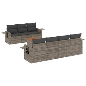 Maison exclusive - salon de jardin 8 pcs avec coussins gris résine tressée