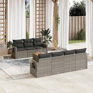 Maison exclusive - salon de jardin 8 pcs avec coussins gris résine tressée