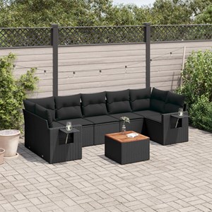 Maison exclusive - salon de jardin 8 pcs avec coussins noir résine tressée