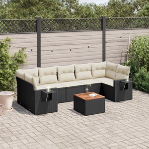 Maison exclusive - salon de jardin 8 pcs avec coussins noir résine tressée