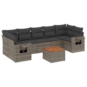 Maison exclusive - salon de jardin 8 pcs avec coussins gris résine tressée