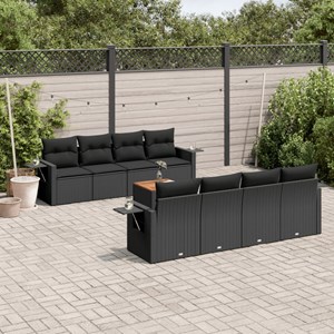 Maison exclusive - salon de jardin 9 pcs avec coussins noir résine tressée