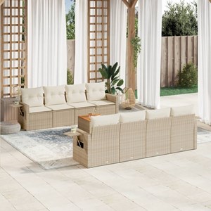 Maison exclusive - salon de jardin avec coussins 9 pcs beige résine tressée