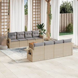 Maison exclusive - salon de jardin avec coussins 9pcs mélange beige résine tress
