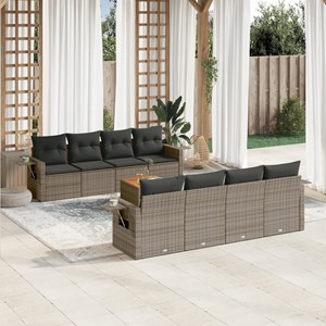 Maison exclusive - salon de jardin 9 pcs avec coussins gris résine tressée