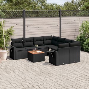 Maison exclusive - salon de jardin 9 pcs avec coussins noir résine tressée