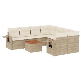 Maison exclusive - salon de jardin avec coussins 9 pcs beige résine tressée
