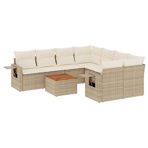 Maison exclusive - salon de jardin avec coussins 9 pcs beige résine tressée