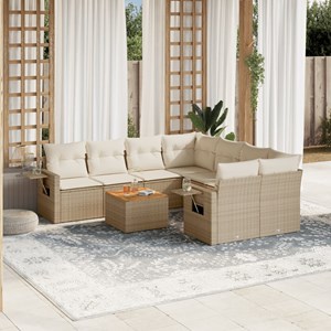 Maison exclusive - salon de jardin avec coussins 9 pcs beige résine tressée