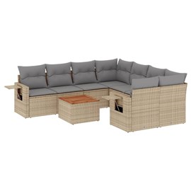 Maison exclusive - salon de jardin avec coussins 9pcs mélange beige résine tress