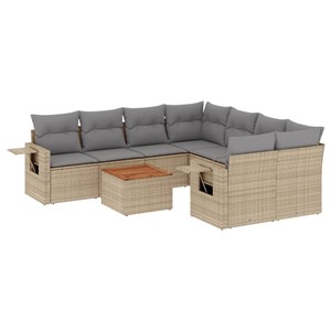 Maison exclusive - salon de jardin avec coussins 9pcs mélange beige résine tress