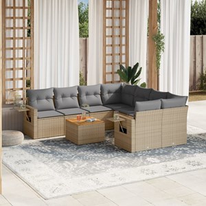 Maison exclusive - salon de jardin avec coussins 9pcs mélange beige résine tress