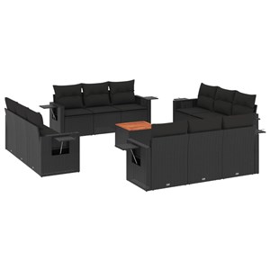 Maison exclusive - salon de jardin avec coussins 13 pcs noir résine tressée