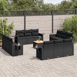 Maison exclusive - salon de jardin avec coussins 13 pcs noir résine tressée