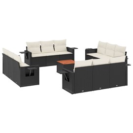 Maison exclusive - salon de jardin avec coussins 13 pcs noir résine tressée