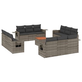 Maison exclusive - salon de jardin avec coussins 13 pcs gris résine tressée