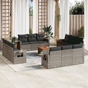 Maison exclusive - salon de jardin avec coussins 13 pcs gris résine tressée