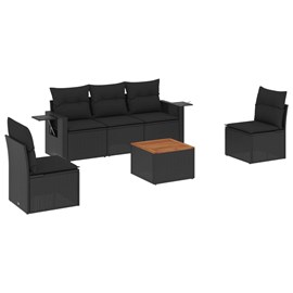 Maison exclusive - salon de jardin 6 pcs avec coussins noir résine tressée