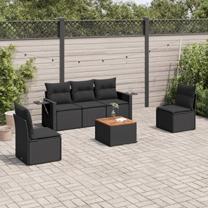 Maison exclusive - salon de jardin 6 pcs avec coussins noir résine tressée