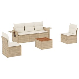 Maison exclusive - salon de jardin avec coussins 6 pcs beige résine tressée