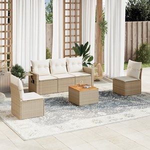 Maison exclusive - salon de jardin avec coussins 6 pcs beige résine tressée