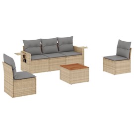 Maison exclusive - salon de jardin avec coussins 6pcs mélange beige résine tress